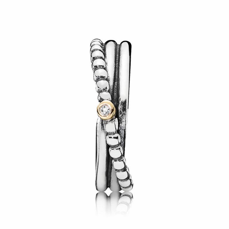 Pandora Australia Rising Star Diamond Stackable Ring - Two Tone | WOJSVQ234